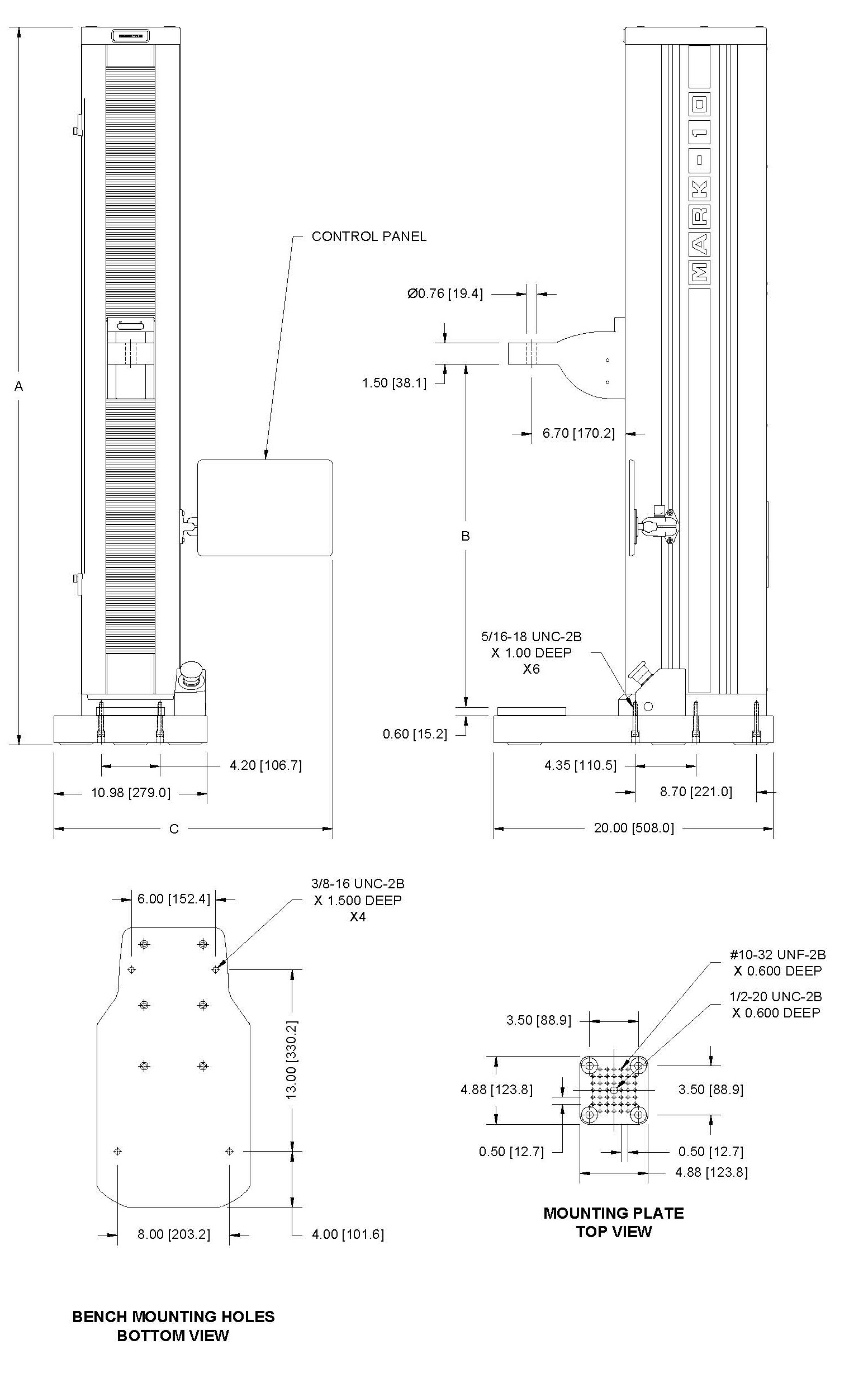 F755 F1505 dimensional drawing